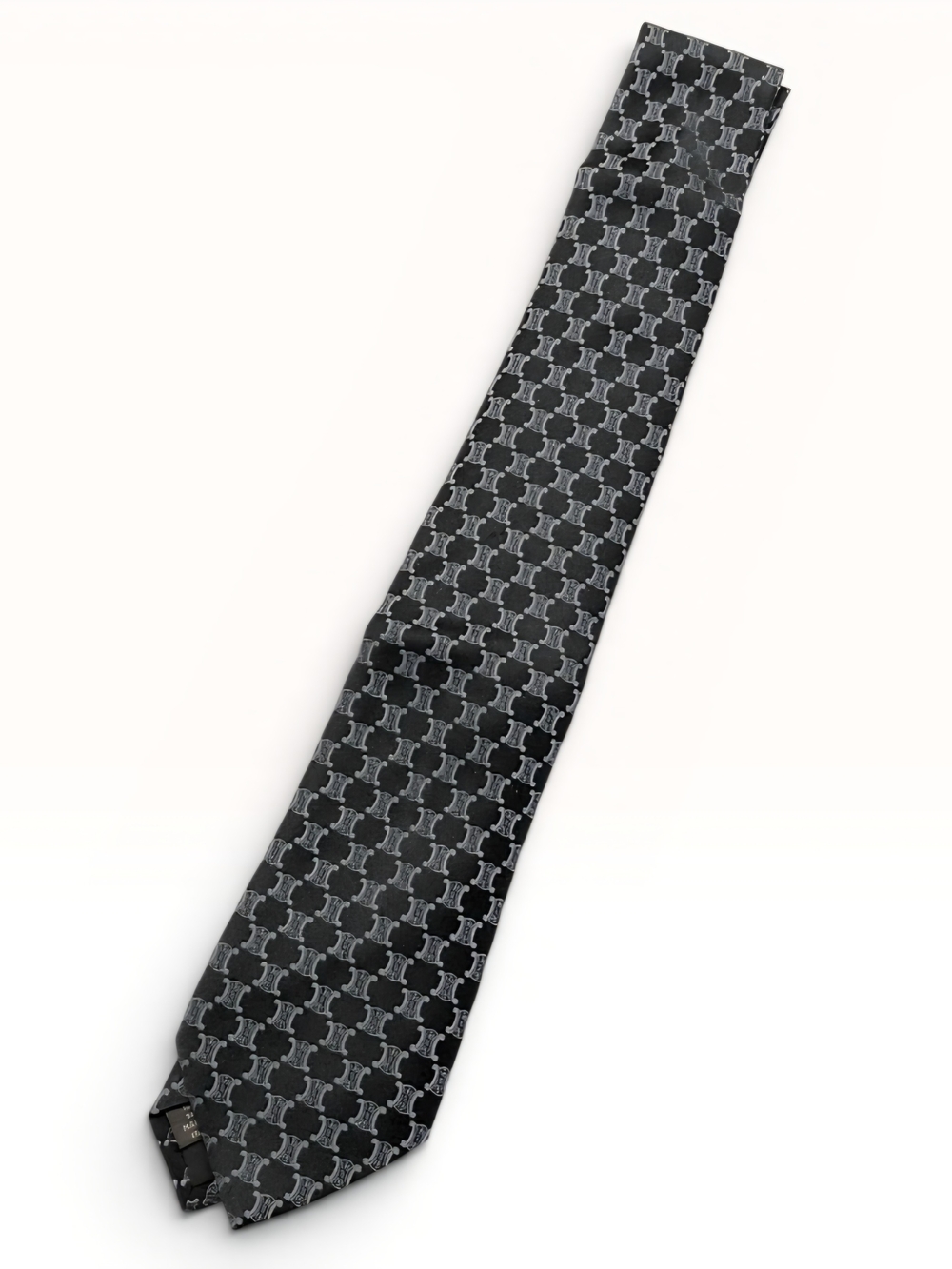 Celine Black & Gray Silk Tie